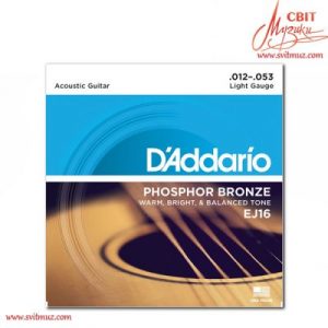Струны для акустической гитары Daddario EJ16